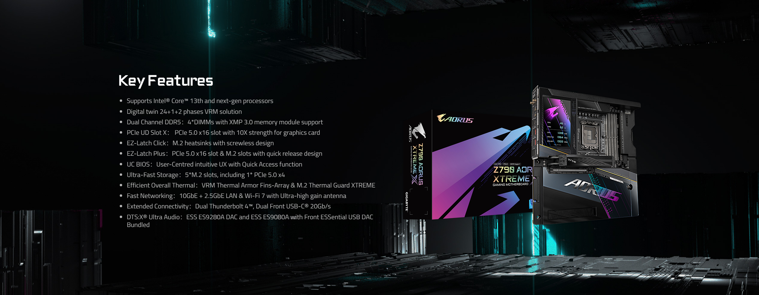 A large marketing image providing additional information about the product Gigabyte Z790 Aorus Xtreme X LGA1700 eATX Desktop Motherboard - Additional alt info not provided